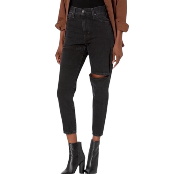 NWT Levi's Women's Sliced High-Waisted Mom Jean BLACK - Picture 2 of 12